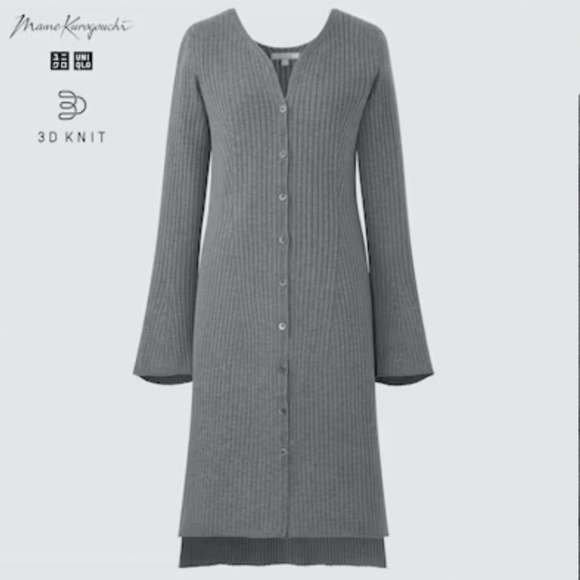 Mame Kurogouchi and Uniqlo collab 3D knit ribbed long cardigan NWT - Picture 1 of 12